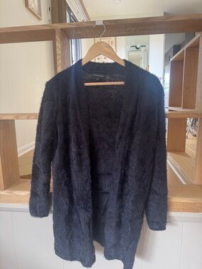 Banana Republic Black Fuzzy Open-Front Cardigan